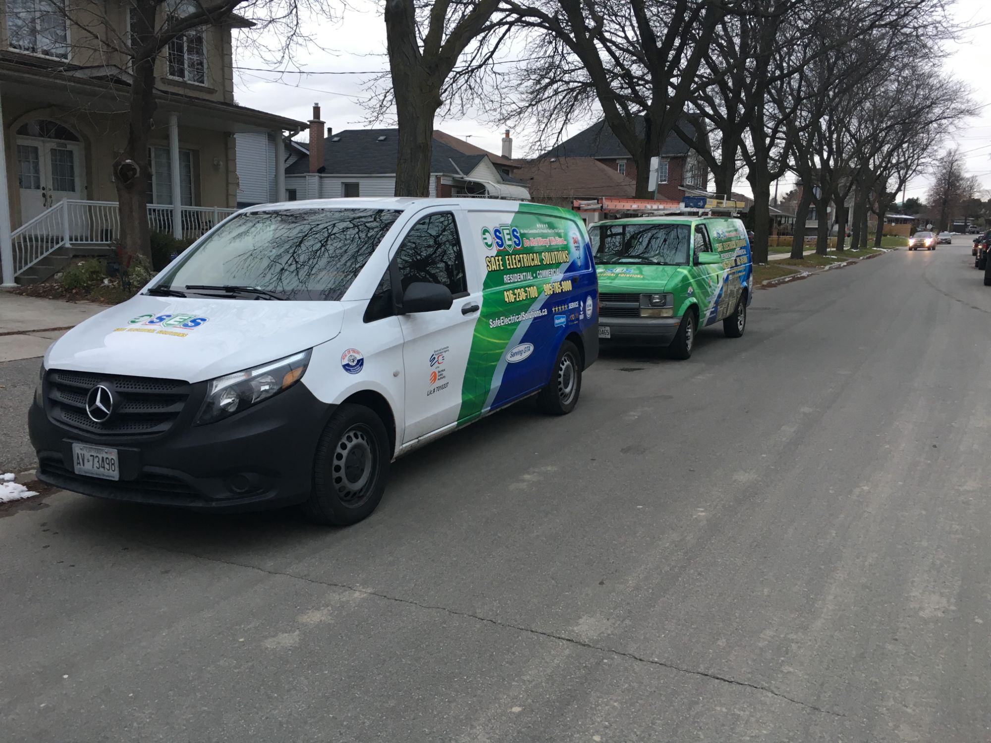 Safe Electrical Solutions fleet vehicles front view serving Toronto and GTA