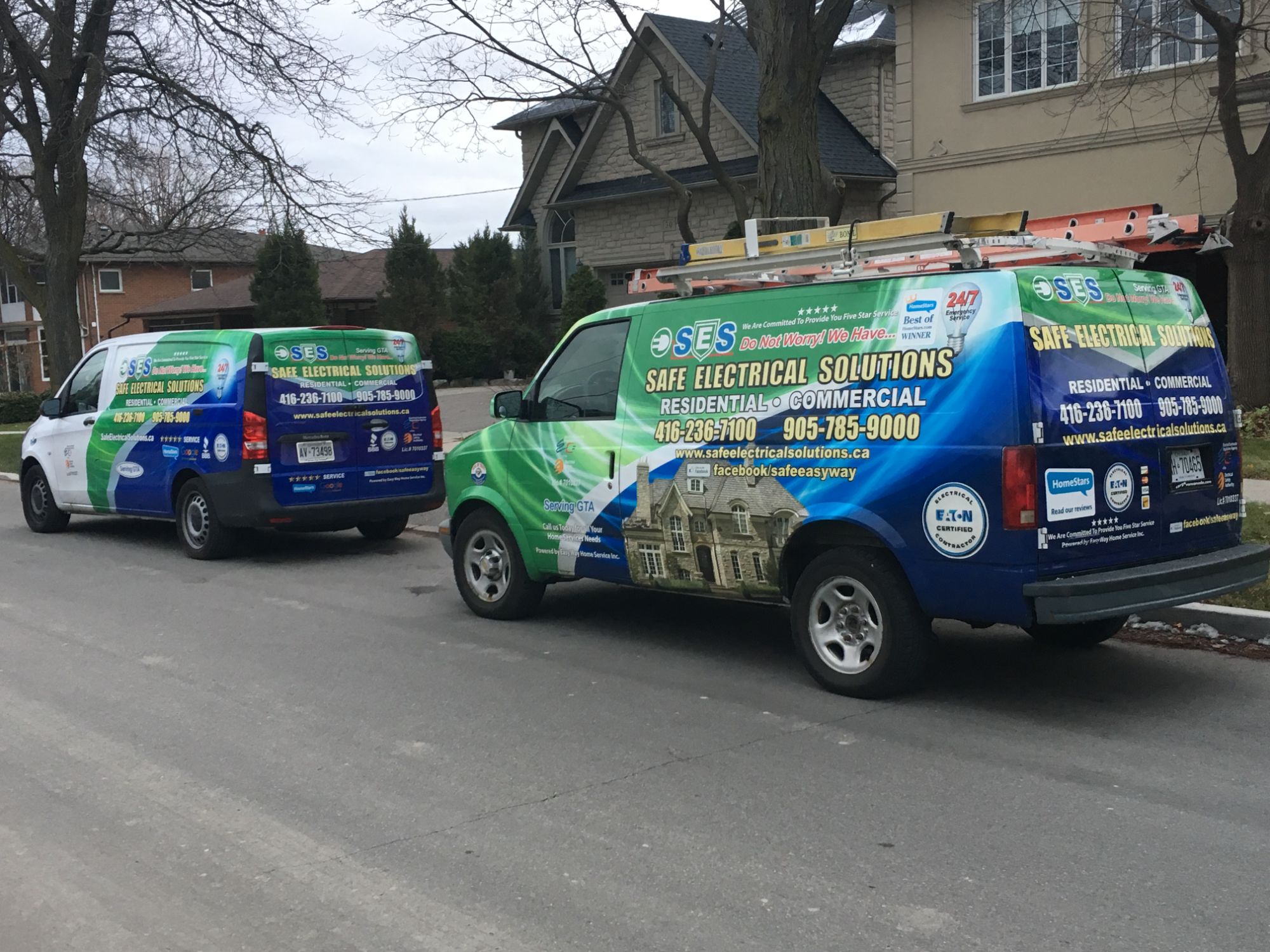 Safe Electrical Solutions fleet of fully equipped service vans serving Toronto and the GTA