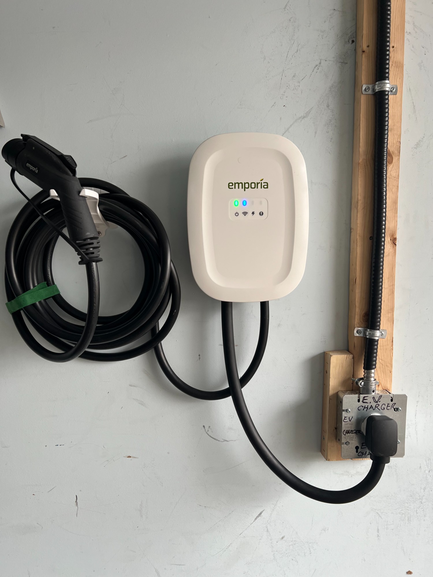 Emporia Level 2 EV charger installation in Toronto garage by Safe Electrical Solutions