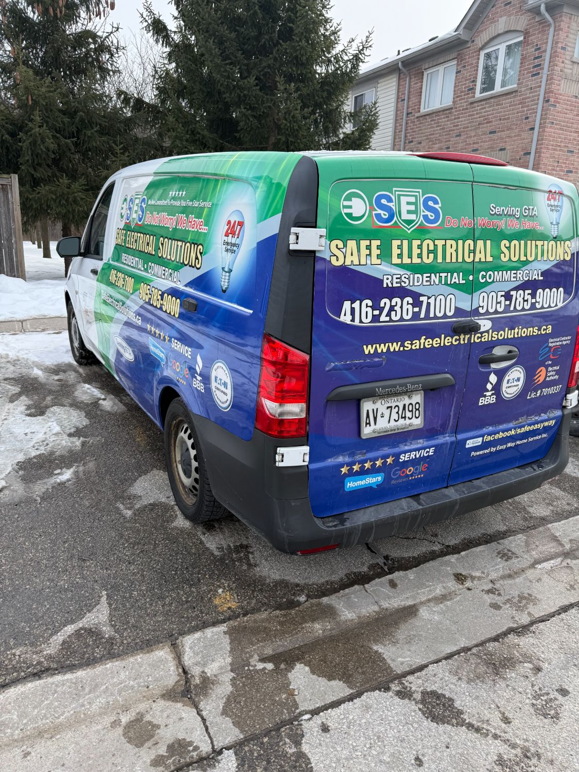 Safe Electrical Solutions ESA-licensed electrician service vehicle Toronto GTA